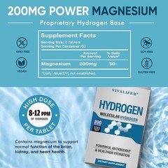Hydrogen Water Tablets, 12 ppm H2 Molecular Hydrogen Supplement with Magnesium