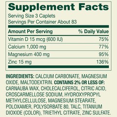 Spring Valley Calcium Magnesium & Zinc Plus Vitamin D3 Coated Caplets, 250 Count