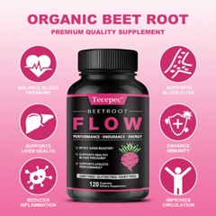 Organic Beet Root Powder 1300mg Per Serving,NITRIC OXIDE BOOSTER-60Caps*2bottles
