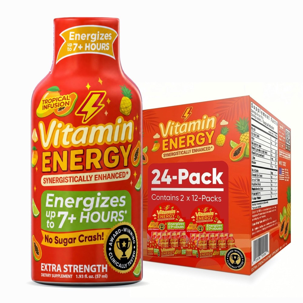 Vitamin Energy Tropical Infusion Extra Strength Energy Shot, 24 Pack – Up to …