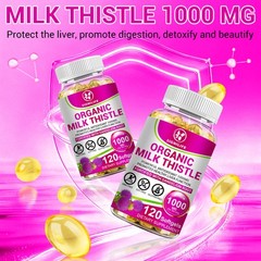 Milk Thistle Liver Cleanse Detox Herbal Liver Support Supplement 120 Capsules.