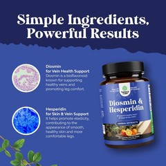 Diosmin Hesperidin 1000mg Complex for Vein Support – Vegan, Non-GMO, Gluten-Free