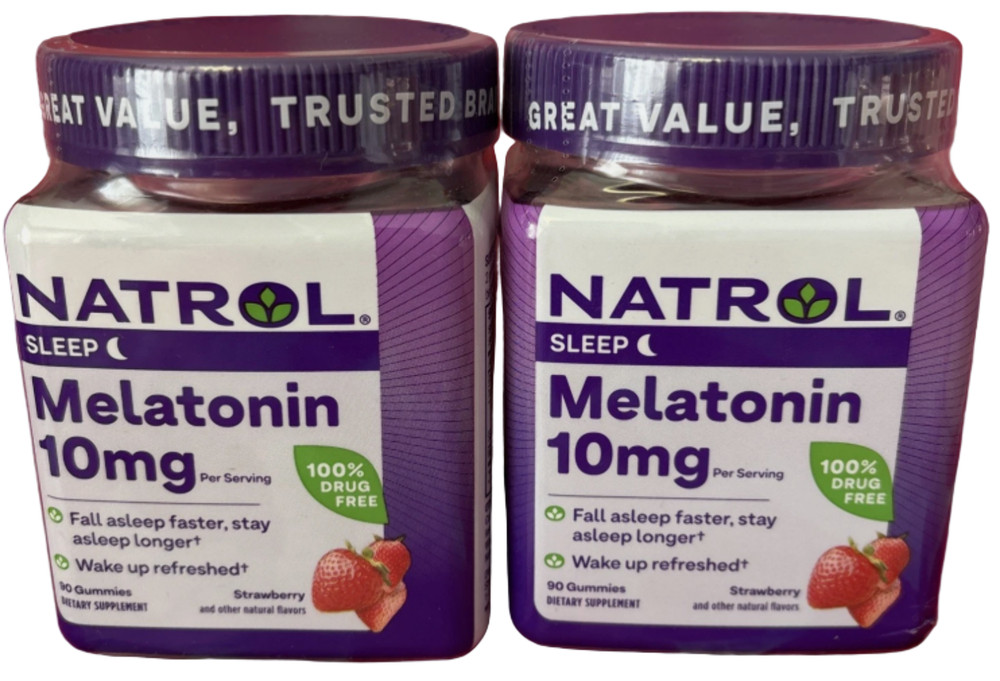(2 Pack) 8/26 Natrol Melatonin Gummies, Sleep Support, 90 Strawberry 10 mg