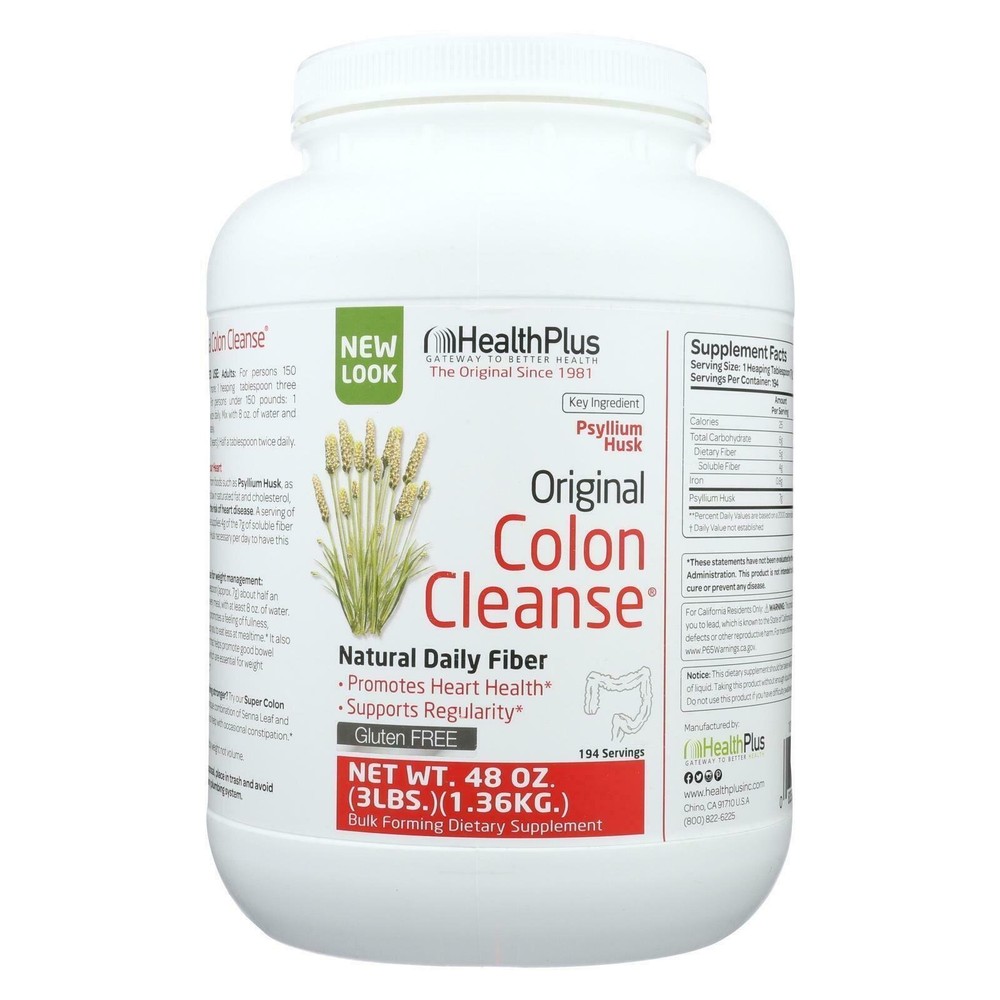 Health Plus Original Colon Cleanse Psyllium Husk Daily Fiber Supplement 3.0 lbs