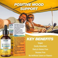 Grow Vitamin Micellized D3 Liquid, Plant Based Vitamin D3