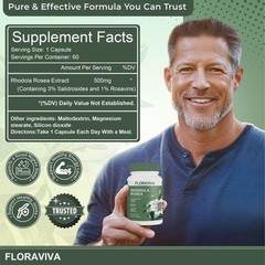 Rhodiola Rosea 500mg by Floraviva – 60 Vegan Capsules for Stress, Energy*