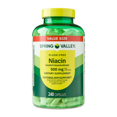 Spring Valley Niacin Metabolism Support Dietary Supplement Capsules, 500 mg, 240