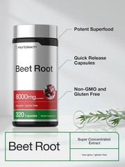 Beet Root Powder Capsules | 8000mg | 320 Count | Non-GMO | by Horbaach