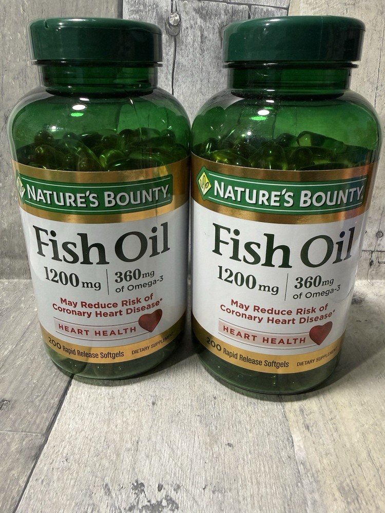 2pk Nature’s Bounty 200 Pack Fish Oil 1200 mg Supplements Heart Health