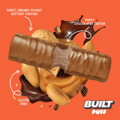 BUILT Puff Protein Bar Peanut Butter Cup 15g Protein 4ct Box 1.55oz Bars