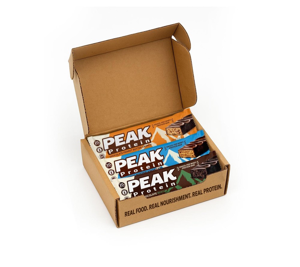PEAK PROTEIN BARS – Natural – Grass-Fed Whey – 20G Protein – 4x6x3 inches