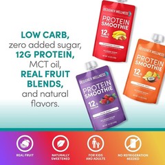 Designer Wellness Protein Smoothie Variety Pack – 12g Protein, Low Carb, 12 coun