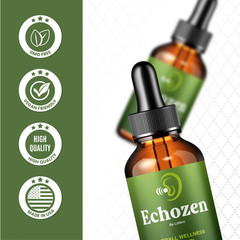 (2 Packs) Echozen For Ear Ringing, Echo Zen Liquid Drops, Ecozen Tinnitus (4 oz)