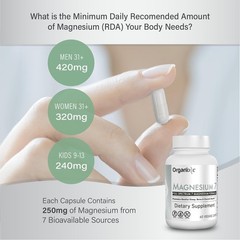 Organixx Magnesium 7 Supplement, Natural 60 Count (Pack of 3)