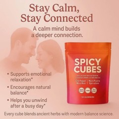 3X Peach Gummies Spicy Cubes 30 Gummies Support for Calm and Relaxation Hot
