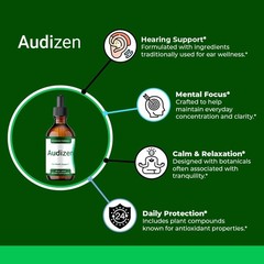 AudiZen Liquid Drops, All Natural Hearing and Ear Health Supplement (10 Pack)
