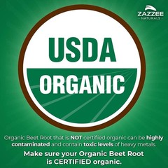 USDA Organic Beet Root 8000 mg Strength 20:1 Extract, 120 Vegan Capsules, Kosher