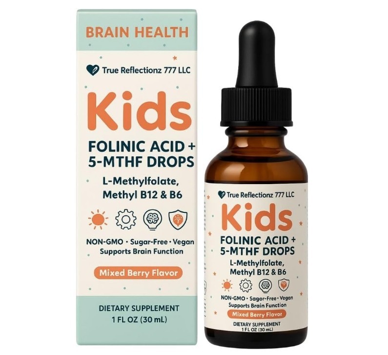 Folinic Acid Drops for Kids & Adults, Mixed Berry Flavor, 1 fl oz (30 mL)
