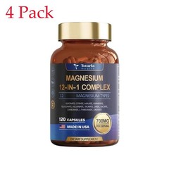 Magnesium 5x 12 1 in Complex 700mg – Glycinate Citrate Malate Taurate 120 Caps