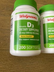 Walgreen’s Vitamin D3 5000 IU (125 mcg) 400 Softgels Immune & Bone Support NEW.