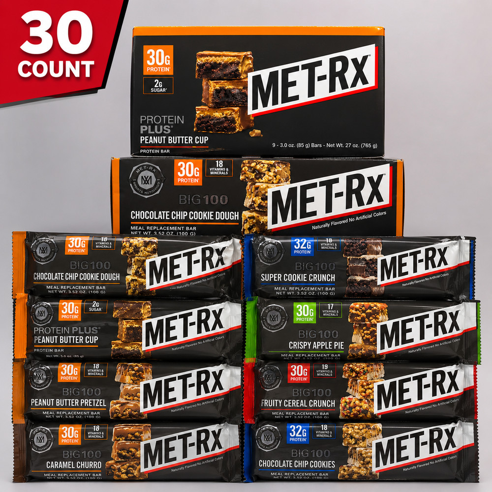 30 COUNT ASSORTED-Rx Big 100 High Protein Meal Replacement Bars Super Cookie
