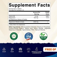 Malato De Magnesio 2000 Mg Apoya La Producción De Energía Y Músculos Saludables