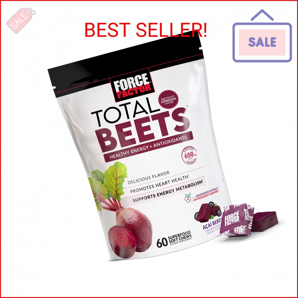 Force Factor Total Beets Soft Chews with Beetroot, Nitrates, L-Citrulline, Grape