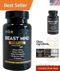 Beast Mind Extreme Energy Pills – 200mg Lion’s Mane for Focus & Performance