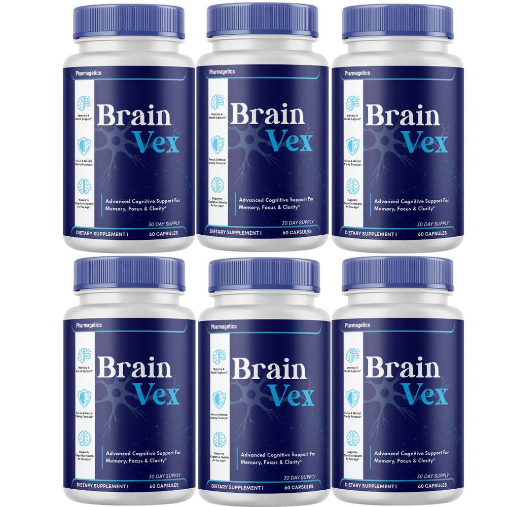 Brain Vex Memory Focus Supplement Cognitive Support Formula w/Bacopa (6 Bottles)