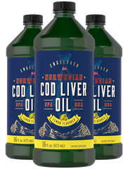 Cod Liver Oil Liquid | 16 fl oz 3 Pack | Lemon Flavor | Norwegian | by Carlyle