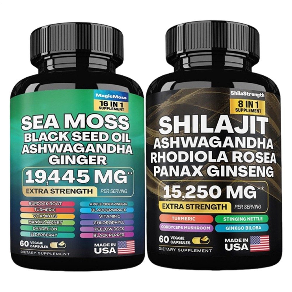 Enhanced 2 PACK Dynamic Vitality Bundle – Sea Moss Multivitamin & Shilajit Power