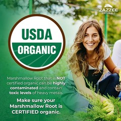 USDA Organic Marshmallow Root 10:1 Extract, 3000 mg Strength, 120 Vegan Capsules