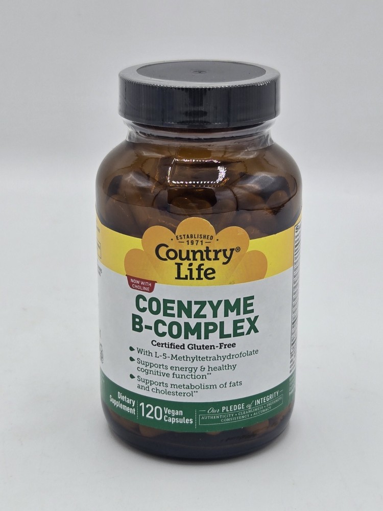 Coenzyme B-Complex By Country Life- 120 Gluten-free Vegan Capsules- Exp 03/2028