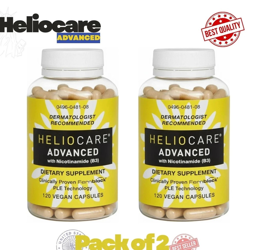 2 Packs Heliocare Advanced Nicotinamide B3 Skin Health 120 Capsules Exp: 07/2027