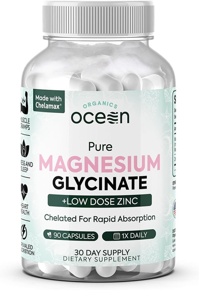 Organics Ocean Pure Magnesium Glycinate with Zinc – Maximum Strength Chelated