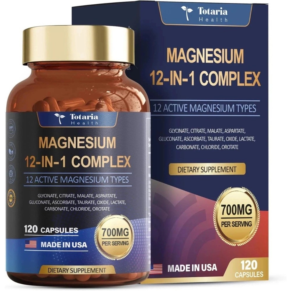 12-in-1 Magnesium Complex 700mg, Glycinate Citrate Malate Taurate Formula
