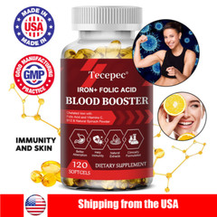 Support supplements containing iron and folic acid, 120 capsules