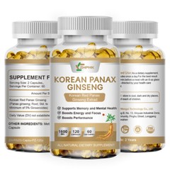 Korean Red Panax Ginseng – 240 Capsules Extra High Strength NON-GMO Ginsenoside