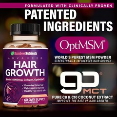 2 BOTTLES-Rainbow Nutrients Advanced Hair Growth-Hair,Skin &Nail Health Collagen