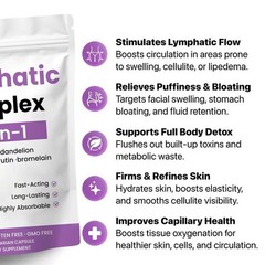6-in-1 Lymphatic Complex Drainage Supplement Dandelion Burdock Bromelain