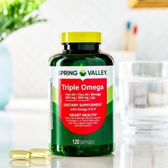 (2 pack) Spring Valley Triple Omega, Fish Oil 800mg, Flax Oil 800mg, and Borage