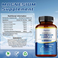 Magnesium 90pcs, Improves Sleep,Relaxation,Supports Bone,Muscle and Heart Health