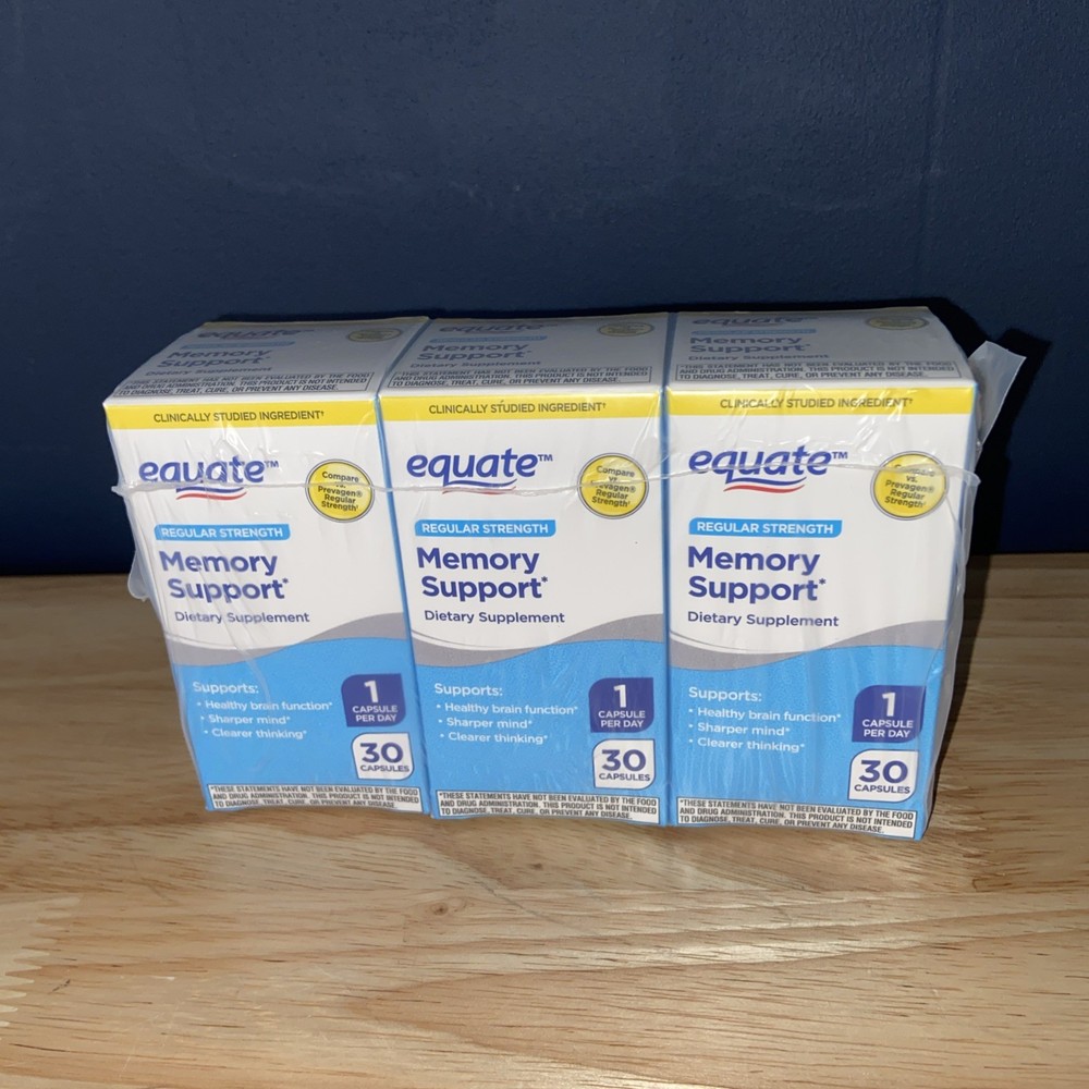 3pk EQUATE MEMORY SUPPORT REGULAR STRENGTH 30 CAPSULES Compare To Prevagen 10/27