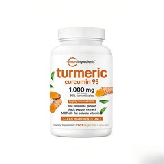 Micro Ingredients Turmeric Curcuminoids, 1000mg.95% Black Pepper & MCT,120 Caps