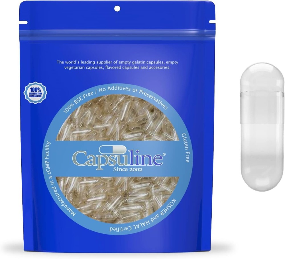 Capsuline Size 000 Gelatin Empty Capsules, 5000 Count, Empty Gel Pill Capsules