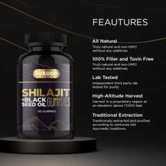 Pure Shilajit Gummies with Black Seed Oil – Energy Boost, Immune Support – 60Pcs