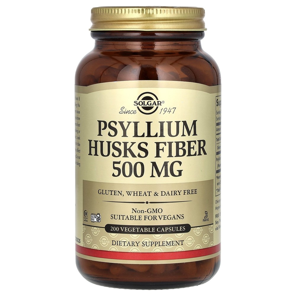 Psyllium Husks Fiber, 200 Vegetable Capsules (500 mg per Capsule)