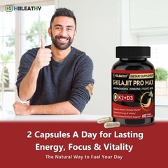 HIILEATHY Shilajit PRO MAX Supplements-Ashwagandha,Boost Energy,Provide Vitality