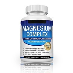 Gluten Free Non GMO 90Caps, 1~5x Magnesium Complex,1000mg of 8-element magnesium