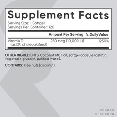 Vitamin D3 10,000 IU with Coconut MCT Oil – High Potency Vitamin D Supplement